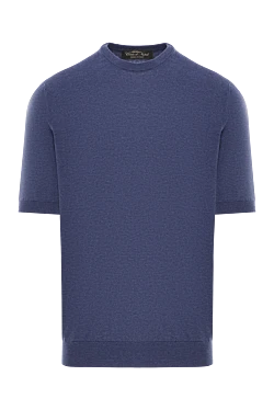 Men's blue short-sleeved cotton jumper