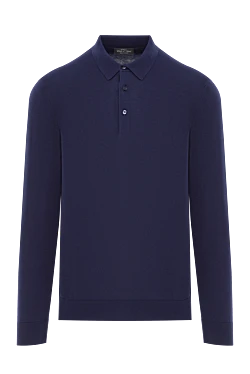 Classic cotton polo shirt in rich blue with long sleeves