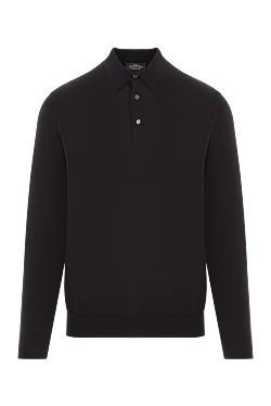 Black cotton polo shirt with long sleeves