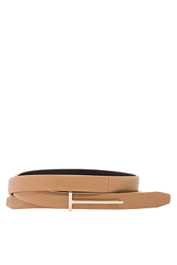 A narrow women's belt with a distinctive T-shaped buckle