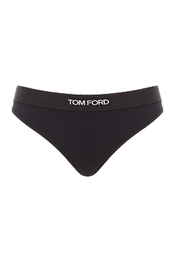 Черные трусики-стринги из мягкого трикотажа с жаккардовым поясом