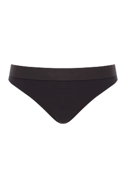 Черные стринги из эластичного модала с тональной эластичной лентой