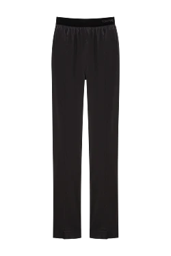Штани з еластичного шовку та атласу чорні