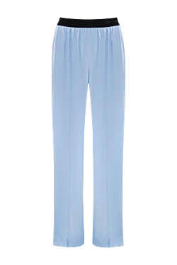 Брюки з еластичного шовку та атласу блакитні