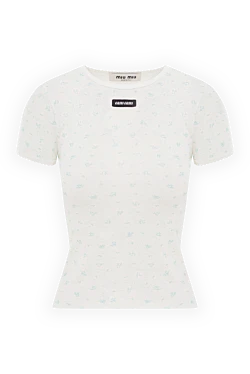 White and light blue cotton knitted T-shirt