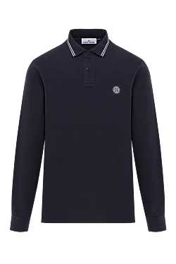 Поло з довгими рукавами з органічного бавовняного піке синього кольору