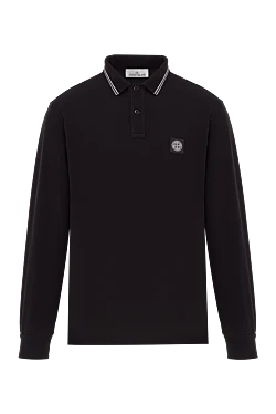 Чорне поло з довгими рукавами з органічного бавовняного піке