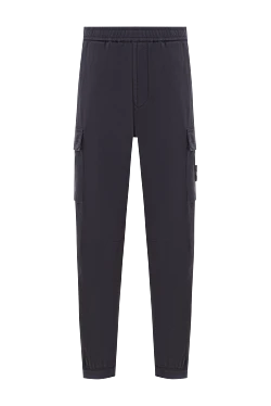 Сині штани-карго звуженого крою з поясом на шнурівці