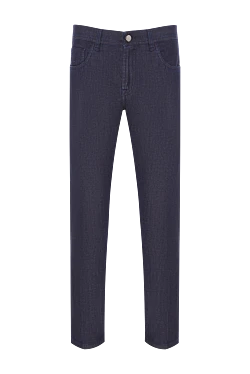 Men's dark blue stretch denim jeans with a regular fit