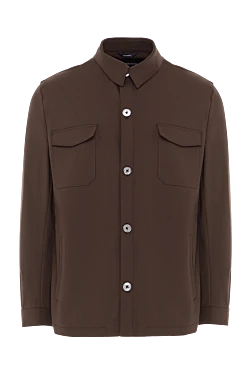 Brown men's shirt jacket with patch chest pockets