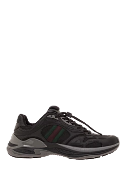 Кроссовки Gucci 2.0 из черной сетки и кожи с зелено-красной полосой Web