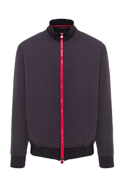 Dark grey men's bomber jacket with red zipper