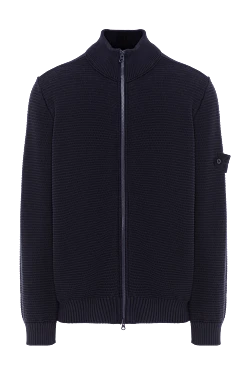 Свободный кардиган на молнии с карманами синего цвета