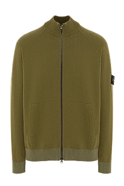 Зеленая спортивная кофта на молнии из хлопка с нашивкой-логотипом