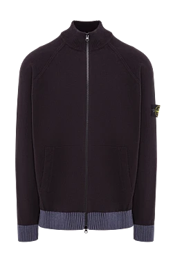 Синяя спортивная кофта на молнии из хлопка с нашивкой-логотипом