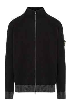 Черная спортивная кофта на молнии из хлопка с нашивкой-логотипом