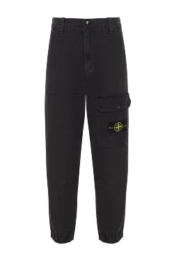 Чорні штани-карго з органічної бавовни з еластичними манжетами