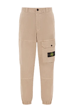 Бежеві штани-карго з органічної бавовни з еластичними манжетами