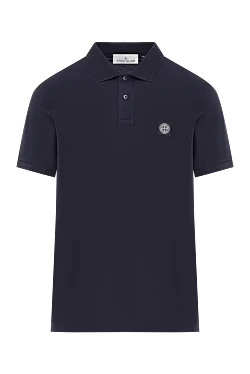 Синее поло с короткими рукавами из органического хлопкового пике