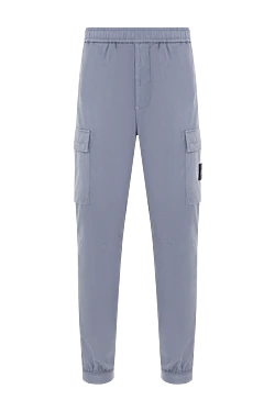 Штани карго із блакитної стрейч бавовни Paracadute