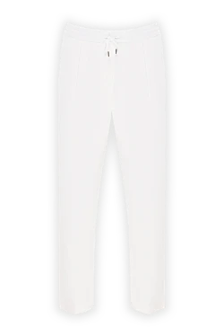 Beige men's trousers with elastic waistband and drawstring