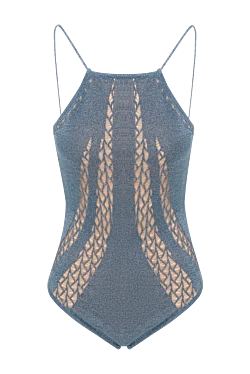 В'язаний блакитний купальник із зав'язками на шиї в стилі Provence