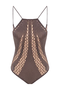 В'язаний коричневий купальник із зав'язками на шиї в стилі Provence
