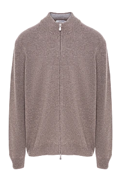 Чоловічий кардиган із кашеміру на блискавці з коміром-стійкою