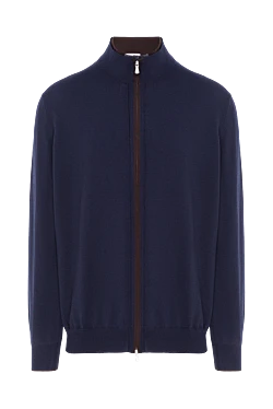 Мужской кардиган на молнии с воротником-стойкой синий