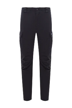 Black cargo pants with patch pockets on the hips