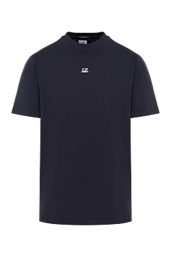 Футболка черная с логотипом на груди из хлопкового джерси