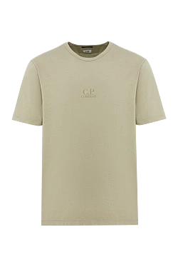 Men's light green 100% cotton T-shirt with chest logo