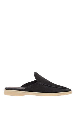 Mules made of genuine suede with a characteristic light rubber sole