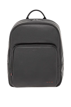 Men's leather backpack in black made of high-quality grained calfskin