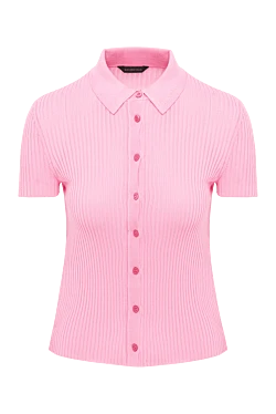 Рожевий топ із трикотажу в рубчик із застібкою на гудзики