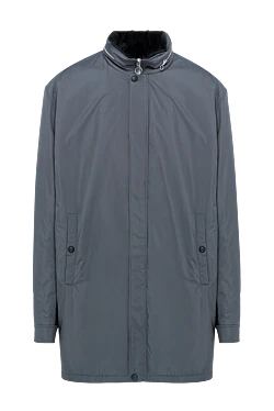 Men's long nylon parka jacket lined with natural mink fur