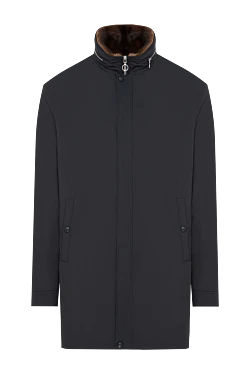 Men's nylon parka jacket lined with natural mink fur
