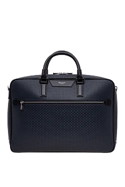 Slim blue Evoluzione leather briefcase