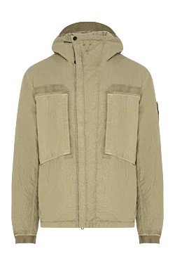 Khaki multi-pocket linen bomber jacket