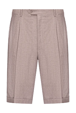 Beige wool and linen shorts for men