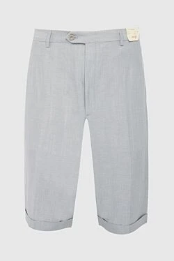 Gray wool and linen shorts for men