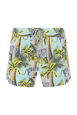 Blue men's beach shorts made of cotton and polyamide