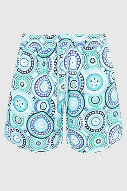 Blue men's beach shorts made of cotton and polyamide