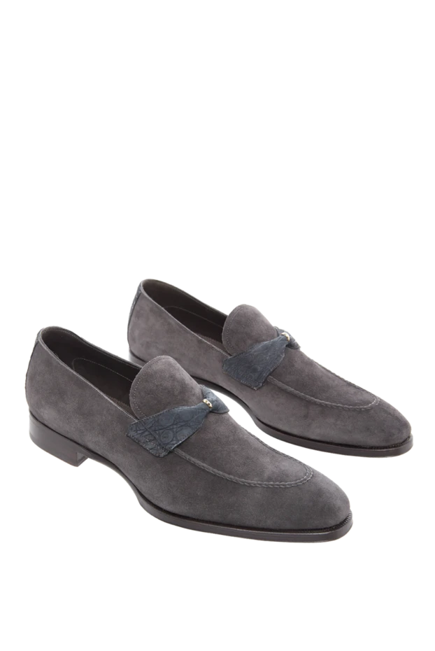 Max Verre men's grey suede loafers with leather strap 115690 - photo 3