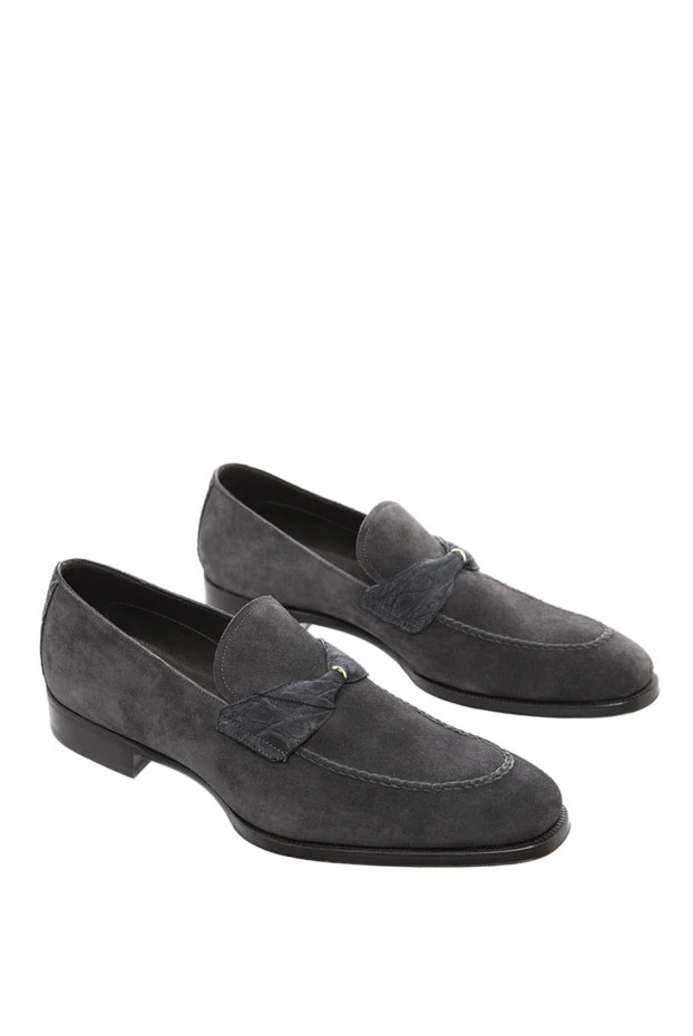 Max Verre men's loafers made of soft grey suede with elements of genuine crocodile leather 115695 - photo 3