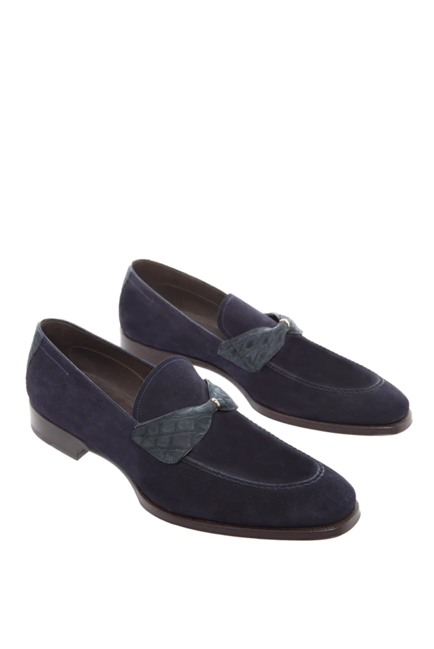 Max Verre men's blue suede loafers with leather insert 115696 - photo 3