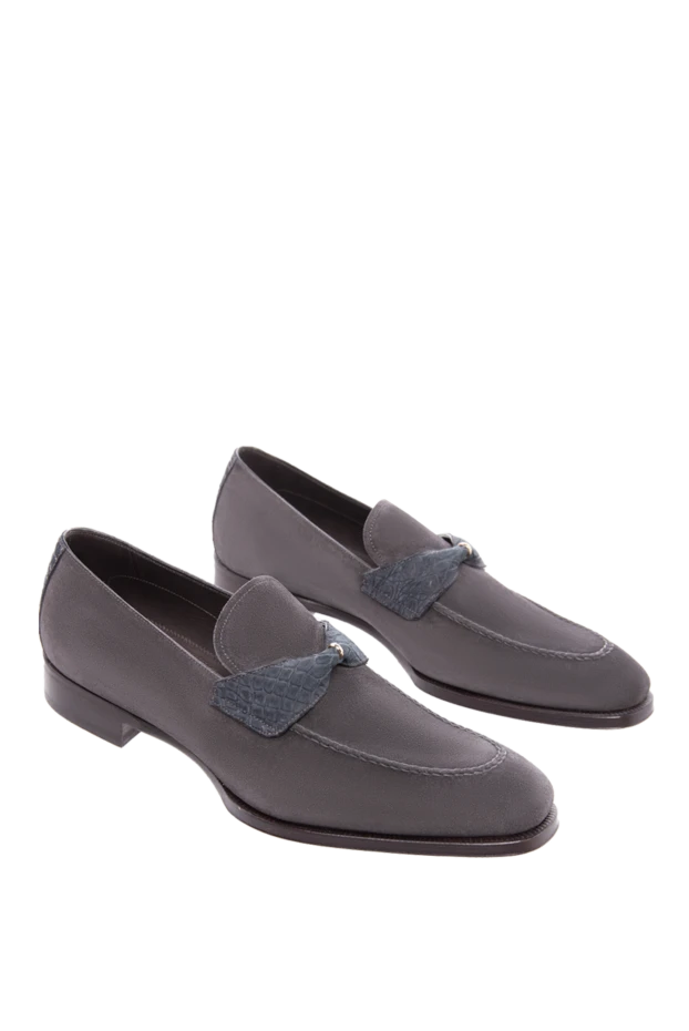 Max Verre men's loafers gray suede with decorative strap 115703 - photo 3