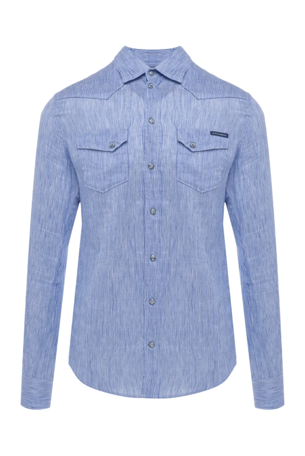 Dolce & Gabbana man men's blue cotton and linen shirt buy with prices and photos 118797 - photo 1