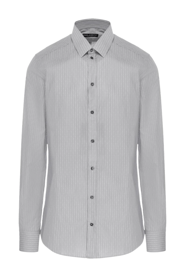 Dolce & Gabbana чоловіча сіра бавовняна сорочка у смужку 118855 - фото 1