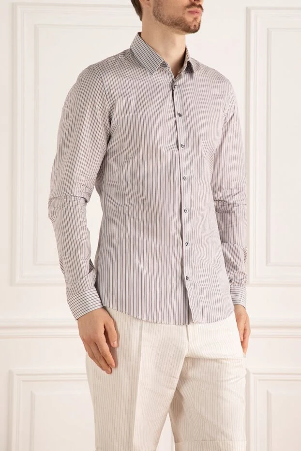 Gucci men's blue cotton striped shirt 119172 - photo 3